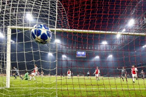 AMSTERDAM, Ajax - Bayern Munchen, football, Champions League Season 2018 2019, 12-12-2018, Johan Cruijff Arena . Bayern Munchen player Robert Lewandowski scores 0-1 during the game Ajax - Bayern . Ajax - Bayern  x2685697x