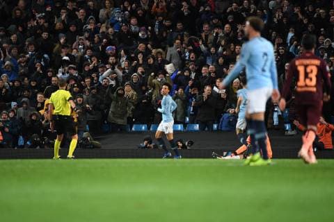 12 12 2018 xmeix Football UEFA Champions League Manchester City FC TSG 1899 Hoffenheim emspor v l Cheers of Leroy Sane Manchester City for his 2 1 for Manchester DFL DFB REGULATIONS PROHIBIT ANY USE OF PHOTOGRAPHS as IMAGE SEQUENCES and or QUASI VIDEO Manchester prio:1