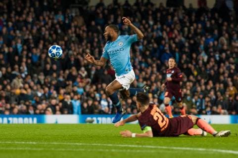 Manchester City v TSG 1899 Hoffenheim UEFA Champions League Raheem Sterling of Manchester City is challenged by Benjamin Hubner of TSG 1899 Hoffenheim during the UEFA Champions League match at the Etihad Stadium, Manchester Content Not Available For UK Newspapers Copyright: xMattxWilkinsonx FIL-12681-0040