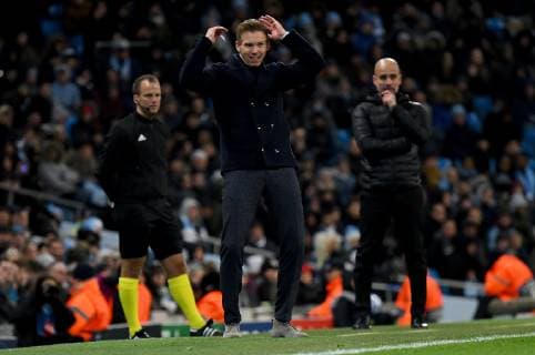 12 12 2018 xfux football UEFA Champions League Manchester City FC TSG 1899 Hoffenheim emspor v l coach Julian Nagelsmann TSG 1899 Hoffenheim gives instructions gesticulated with arms gesticulate gives instructions gesticulate gesticolando with a note in hand disappointed disappointed looking dissapointed Manchester