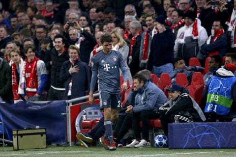 Thomas Muller of Bayern Munchen during the UEFA Champions League group E match between Ajax Amsterdam and Bayern Munich at the Johan Cruijff Arena on December 12, 2018 in Amsterdam, The Netherlands UEFA Champions League 2018 2019 xVIxVIxImagesx xJeroenxPutmansxIVx 13055193