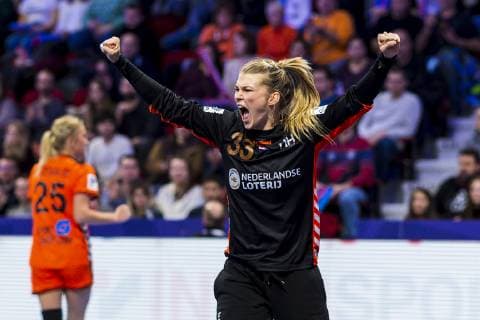Handball Women European Championship Netherlands Germany Main Round Group 2 3 Matchday at the Palais des Sports Tess Wester Netherlands Cheers Joy Joy Emotion Nancy Palais des Sports Jean Weille France
