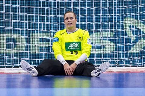 Handball Women European Championship Netherlands Germany Main Round Group 2 3 Matchday at Palais des Sports Goalkeeper Dinah Eckerle Germany SG BBM Bietigheim angry angry angry angry angry angry angry screams raves Nancy Palais des Sports Jean Weille France
