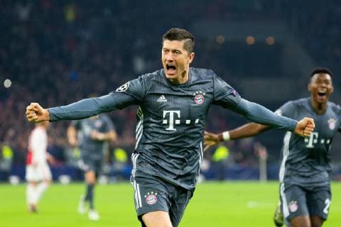 Robert Lewandowski of FC Bayern Munchen during the UEFA Champions League group E match between Ajax Amsterdam and Bayern Munich at the Johan Cruijff Arena on December 12, 2018 in Amsterdam, The Netherlands UEFA Champions League 2018 2019 xVIxVIxImagesx xTomxBodexMultimediaxIVx 13055203