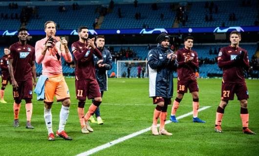 12 12 2018 xfux Soccer UEFA Champions League Manchester City FC TSG 1899 Hoffenheim emspor v l Oliver Baumann TSG 1899 Hoffenheim and players TSG 1899 Hoffenheim cheer cheer after end of game disappointed disappointed looking dissapointed Manchester