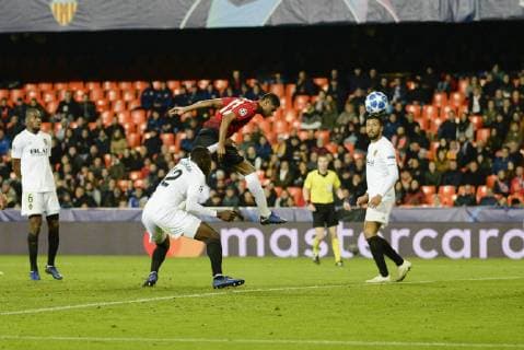 Diakhaby and Rashford goal during the Uefa Champions League football match between Valencia and Manchester on december 12 at Mestalla stadium in Valencia Spain Foto Xisco Navarro Cordon Press  xXiscoxNavarrox xx