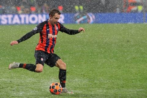 Defender Bohdan Butko of FC Shakhtar Donetsk kicks the ball during the UEFA Champions League Group F Matchday 6 game against Olympique Lyonnais (Lyon) at the NSC Olimpiyskiy, Kyiv, capital of Ukraine, December 12, 2018. Ukrinform. UCL: Shakhtar vs Lyon in Kyiv  Copyright: xPavlo_Bagmutx