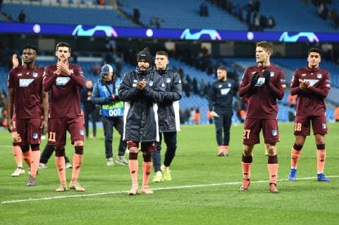 12 12 2018 xmeix Soccer UEFA Champions League Manchester City FC TSG 1899 Hoffenheim emspor v l Kasim Adams Nuhu TSG 1899 Hoffenheim Florian Grillitsch TSG 1899 Hoffenheim Leonardo Bittencourt TSG 1899 Hoffenheim Steven Zuber TSG 1899 Hoffenheim Andrej Kramaric TSG 1899 Hoffenheim Nadiem Amiri TSG 1899 Hoffenheim DFL DFB REGULATIONS PROHIBIT ANY USE OF PHOTOGRAPHS as IMAGE SEQUENCES and or QUASI VIDEO Manchester prio:1