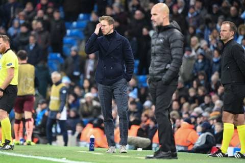 12 12 2018 xmeix Football UEFA Champions League Manchester City FC TSG 1899 Hoffenheim emspor v l Hoffenheims Coach Julian Nagelsmann TSG 1899 Hoffenheim Coach Pep Guardiola Manchester City DFL DFB REGULATIONS PROHIBIT ANY USE OF PHOTOGRAPHS as IMAGE SEQUENCES and or QUASI VIDEO Manchester prio:1