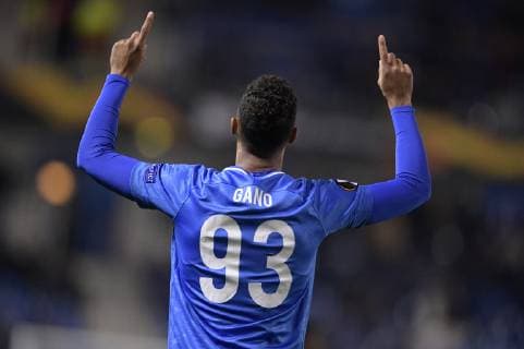 Genk s Zinho Gano celebrates after scoring during a game of Belgian soccer team KRC Racing Genk against Norwegian Sarpsborg 08 FF, in Genk, Thursday 13 December 2018, on day six of the Europa League group stage in group I. YORICKxJANSENS  x05489476x
