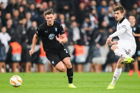 181213 Marcus Antonsson of Malmö FF and Dorukhan Toköz of Besiktas during the Europe league match between Besiktas and Malmö FF on December 13, 2018 in Istanbul Photo Petter Arvidson BILDBYR N Code PA 92175, detectedSourceLanguage  Copyright: PETTERxARVIDSON BB181213PA017