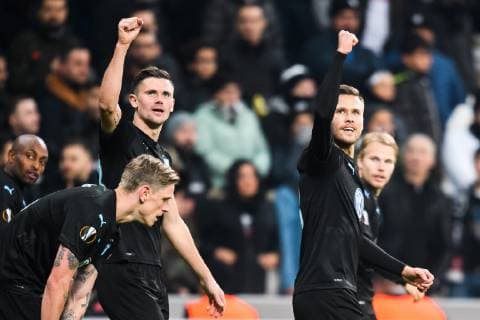 181213 Marcus Antonsson and Arn-Ingvi Traustason of Malmö FF celebrates after 0 1 during the European league match between Besiktas and Malmö FF on December 13, 2018 in Istanbul Photo Petter Arvidson BILDBYR N Code PA 92175, detectedSourceLanguage  Copyright: PETTERxARVIDSON BB181213PA041