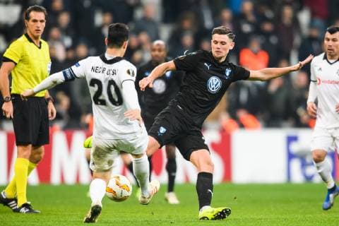 181213 Marcus Antonsson or Malmö FF and Necip Uysal or Besiktas during the Europe league match between Besiktas and Malmö FF on December 13, 2018 in Istanbul Photo Petter Arvidson BILDBYR N Code PA 92175, detectedSourceLanguage  Copyright: PETTERxARVIDSON BB181213PA062