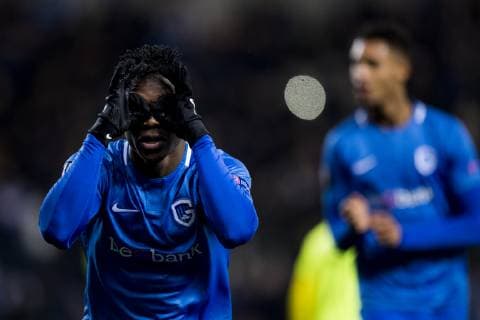 Sport Bilder des Tages Genk s Joseph Aidoo celebrate after scoring during a game of Belgian soccer team KRC Racing Genk against Norwegian Sarpsborg 08 FF, in Genk, Thursday 13 December 2018, on day six of the Europa League group stage in group I. JASPERxJACOBS  x05489590x