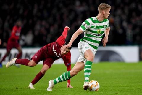 SOCCER - UEFA EL, Celtic vs RBS GLASGOW,SCOTLAND,13.DEC.18 - SOCCER - UEFA Europa League, group stage, Celtic Glasgow vs Red Bull Salzburg. Image shows Zlatko Junuzovic (RBS) and Kristoffer Ajer (Celtic). GEPAxpictures xFlorianxErtl