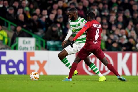 SOCCER - UEFA EL, Celtic vs RBS GLASGOW,SCOTLAND,13.DEC.18 - SOCCER - UEFA Europa League, group stage, Celtic Glasgow vs Red Bull Salzburg. Image shows Odsonne Edouard (Celtic) and Diadie Samassekou (RBS). GEPAxpictures xFlorianxErtl