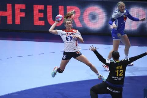Handball, Damen EM, Spiel um Platz 5, Schweden - Norwegen Nathalie Hagman (Norvege) vs Filippa Idehn (Suede) HANDBALL : Suede vs Norvege - Euro Feminin - 14 12 2018 GwendolineLeGoff Panoramic 