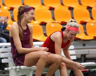 Antonia Lottner lks talks to Katharina Hobgarski who had to give up German Championships 2018 because of an injury Copyright: xJuergenxHasenkopfx