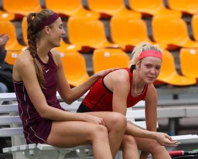 Antonia Lottner lks troested Katharina Hobgarski who had to give up because of an injury German Championships 2018 Copyright: xJuergenxHasenkopfx