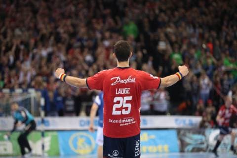 SG Flensburg Handewitt vs. Bergischer HC Handball 1 Bundesliga 16 12 18 Jubilation after victory Rasmus Lauge Schmidt SG Flensburg Handewitt 25 xmmkx