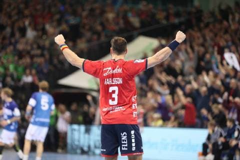 SG Flensburg Handewitt vs. Bergischer HC Handball 1 Bundesliga 16 12 18 Jubilation after victory Tobias Karlsson SG Flensburg Handewitt 03 xmmkx