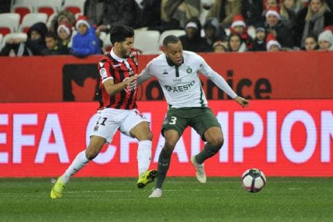 Bassem Srarfi (OGC Nice) - Pierre Yves Polomat (AS Saint Etienne) FOOTBALL : OGC Nice vs Saint Etienne - Ligue 1 conforama - Nice - 16 12 2018 NorbertScanella Panoramic 