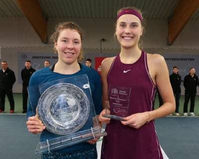 Winner Anna Lena Friedsam and finalist Antonia Lottner Award Ceremony Presentation Final German Championships 2018 Tennis German Championships 2018 German Championships Biberach at the Riss Baden Wuerttemberg Germany 16 December 2018 Â Copyright: xJuergenxHasenkopfx