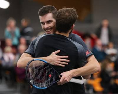 Oscar Otte lks congratulates the winner Mats Moraing Final German Championships 2018 Tennis German Championships 2018 German Championships Biberach at the Riss Baden Wuerttemberg Germany 16 December 2018 Â Copyright: xJuergenxHasenkopfx