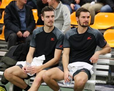 Mats Moraing and Oscar Otte sit on the bench and wait for the award ceremony for the final of the German Championships 2018 Copyright: xJuergenxHasenkopfx
