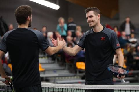 Oscar Otte lks congratulates the winner Mats Moraing Final German Championships 2018 Tennis German Championships 2018 German Championships Biberach at the Riss Baden Wuerttemberg Germany 16 December 2018 Â Copyright: xJuergenxHasenkopfx