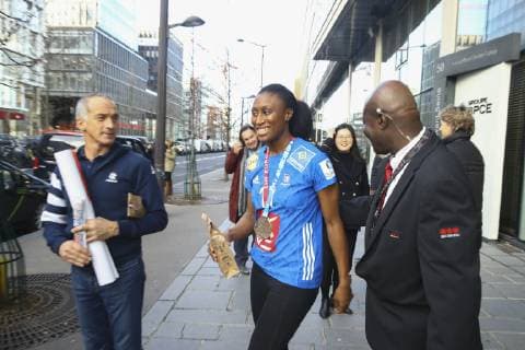 Siraba Dembele Pavlovic (France) NEWS : Equipe de France Championne d Europe de handball a la Caisse d Epargne - 17 12 2018 GwendolineLeGoff Panoramic 