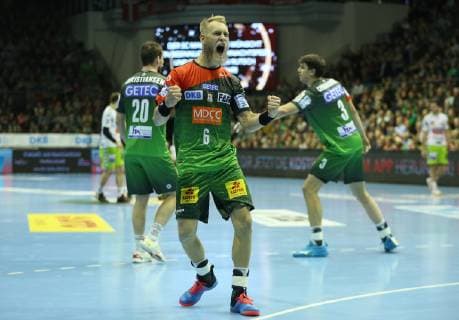 19 12 2018 xcsx Handball DHB Cup SC Magdeburg Frisch Auf Goeppingen emspor v l Matthias Musche SC Magdeburg celebrates goal success emotion cheering emotional DFL DFB REGULATIONS PROHIBIT ANY USE OF PHOTOGRAPHS as IMAGE SEQUENCES and or QUASI VIDEO Magdeburg