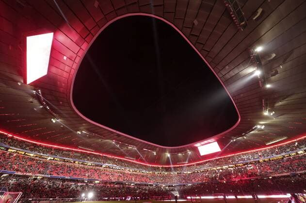 19 12 2018 Football 1 Bundesliga 2018 2019 16 Matchday FC Bayern Munich RB Leipzig in the Allianz Arena Munich Light show in the stadium DFL and DFB regulations prohibit any use of photographs as image sequences and or quasi video