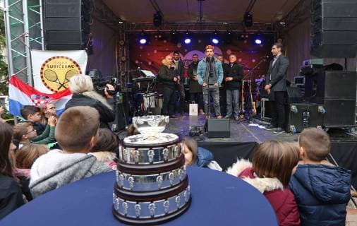 Welcome ceremony for Davis Cup winners 22.12.2018.Sibenik,Croatia - City of Sibenik and Tennis club Subicevac organized welcome ceremony for Davis Cup winners Franko Skugor and Ivan Dodig with Neven Nakic.  DuskoxJaramaz PIXSELL