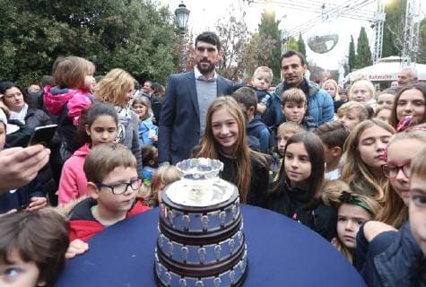 Welcome ceremony for Davis Cup winners 22.12.2018.Sibenik,Croatia - City of Sibenik and Tennis club Subicevac organized welcome ceremony for Davis Cup winners Franko Skugor and Ivan Dodig with Neven Nakic.  DuskoxJaramaz PIXSELL