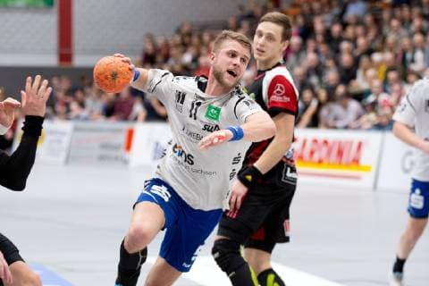 Luebbecke Germany 22 12 2018 2 Handball Bundesliga 2018 2019 TuS N Luebbecke vs EHV Aue M Benas Petreikis Aue Luebbecke Nordrhein Westfalen Germany Merkur Arena