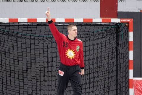 Luebbecke Germany 26 12 2018 2 Handball Bundesliga 2018 2019 TuS N Luebbecke vs TSV Bayer Dormagen Goalkeeper Joel Birlehm Luebbecke Luebbecke Nordrhein Westfalen Germany Merkur Arena