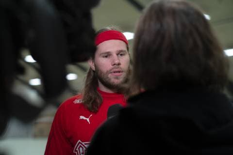 Mikkel Hansen and the rest of the Danish mens team train ahead of handball World Championships in Nordvest Hallen in Herning Friday December 28, 2018 Herning Denmark, detectedSourceLanguage  Copyright: BoxAmstrup BoxAmstrupx cop103 spdk20181228-184255-L