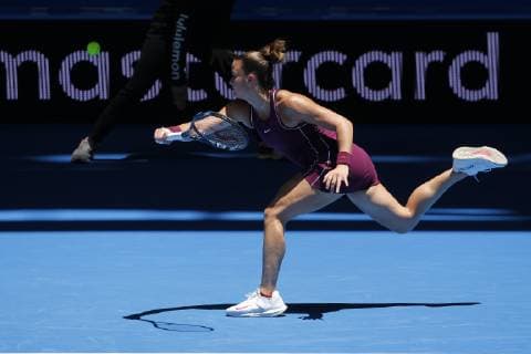 29th December 2018, RAC Arena, Perth, Australia; Hopman Cup Tennis, sponsored by Mastercard; Maria Sakkari of Team Greece misses a forehand shot against Katie Boulter of Team Britain  ActionPlus12091034 DavidxWoodley