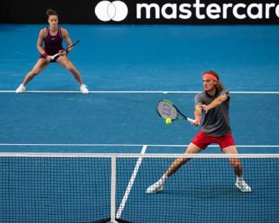 Maria Sakkari Stefanos Tsitsipas Mixed Doubles Tennis Hopman Cup 2019 ITF Perth Arena Perth Western Australia Australia 29 December 2018 Â Copyright: xJuergenxHasenkopfx