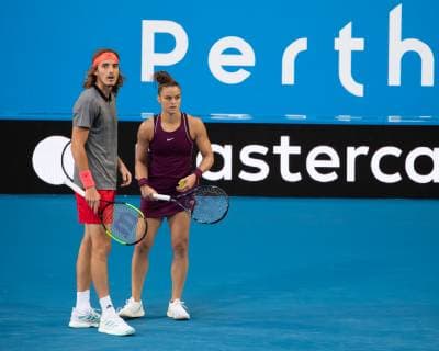 Maria Sakkari Stefanos Tsitsipas Mixed Doubles Tennis Hopman Cup 2019 ITF Perth Arena Perth Western Australia Australia 29 December 2018 Â Copyright: xJuergenxHasenkopfx