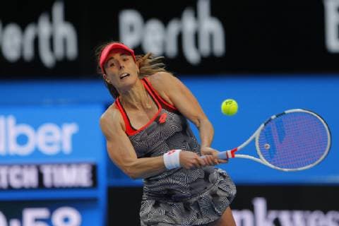 29th December 2018, RAC Arena, Perth, Australia; Hopman Cup Tennis, sponsored by Mastercard; Alize Cornet of Team France plays a backhand shot against Ashleigh Barty of Team Australia  ActionPlus12091105 DavidxWoodley