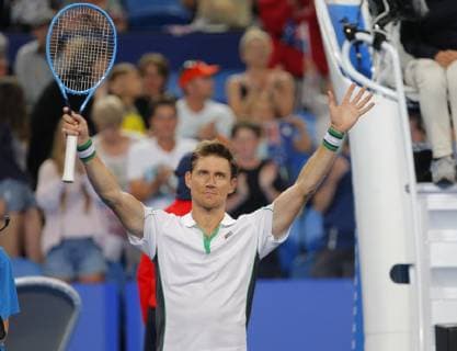29th December 2018, RAC Arena, Perth, Australia; Hopman Cup Tennis, sponsored by Mastercard; Matt Ebden of Team Australia waves to the fans after he defeated Lucas Pouille of Team France 2 sets to 1  ActionPlus12091209 DavidxWoodley