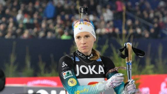 29.12.2018, xkhx, Veltins-Arena JOKA Biathlon und WTC 2018 Biathlon World Team Challenge auf Schalke Darja Dascha Uladsimirauna Domratschawa (Weissrussland) vor dem Start *** 29 12 2018 xkhx Veltins Arena JOKA Biathlon and WTC 2018 Biathlon World Team Challenge on Schalke Darja Dascha Uladsimirauna Domratschawa Belarus before the start