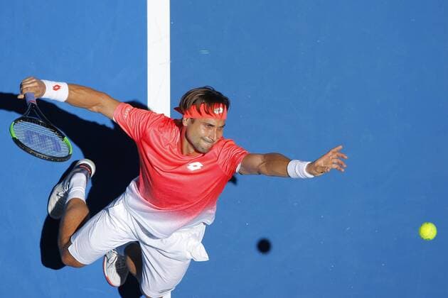 30th December 2018, RAC Arena, Perth, Australia; Hopman Cup Tennis, sponsored by Mastercard; David Ferrer of Team Spain serves to Alexander Zverev of Team Germany  ActionPlus12091683 DavidxWoodley