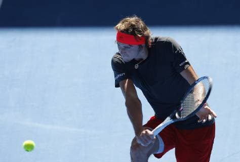 30th December 2018, RAC Arena, Perth, Australia; Hopman Cup Tennis, sponsored by Mastercard; Alexander Zverev of Team Germany plays a backhand shot against David Ferrer of Team Spain  ActionPlus12091703 DavidxWoodley