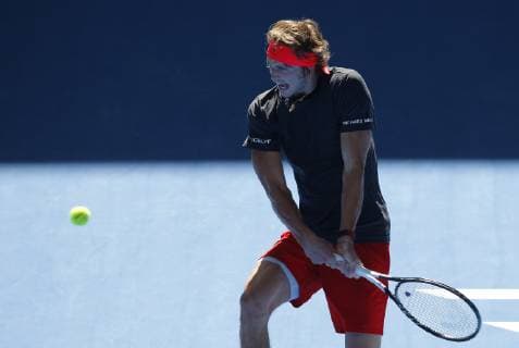30th December 2018, RAC Arena, Perth, Australia; Hopman Cup Tennis, sponsored by Mastercard; Alexander Zverev of Team Germany plays a backhand shot against David Ferrer of Team Spain  ActionPlus12091705 DavidxWoodley