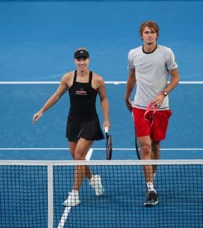 Angelique Kerber and Alexander Zverev Mixed Doubles Tennis Hopman Cup 2019 ITF RAC Arena Perth Western Australia Australia 30 December 2018 Â Copyright: xJuergenxHasenkopfx