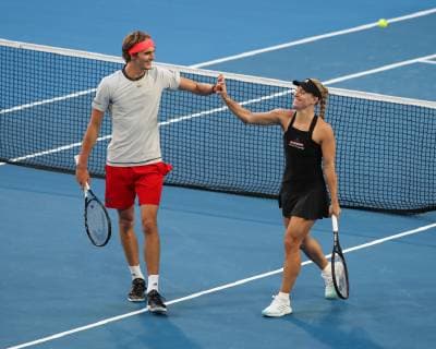 Angelique Kerber and Alexander Zverev Mixed Doubles Tennis Hopman Cup 2019 ITF RAC Arena Perth Western Australia Australia 30 December 2018 Â Copyright: xJuergenxHasenkopfx