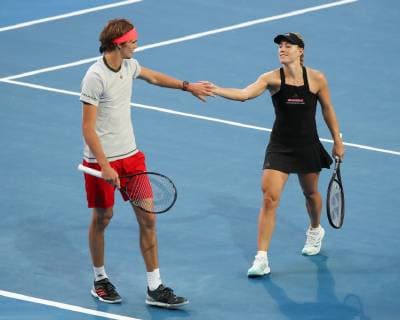 Angelique Kerber and Alexander Zverev Mixed Doubles Tennis Hopman Cup 2019 ITF RAC Arena Perth Western Australia Australia 30 December 2018 Â Copyright: xJuergenxHasenkopfx